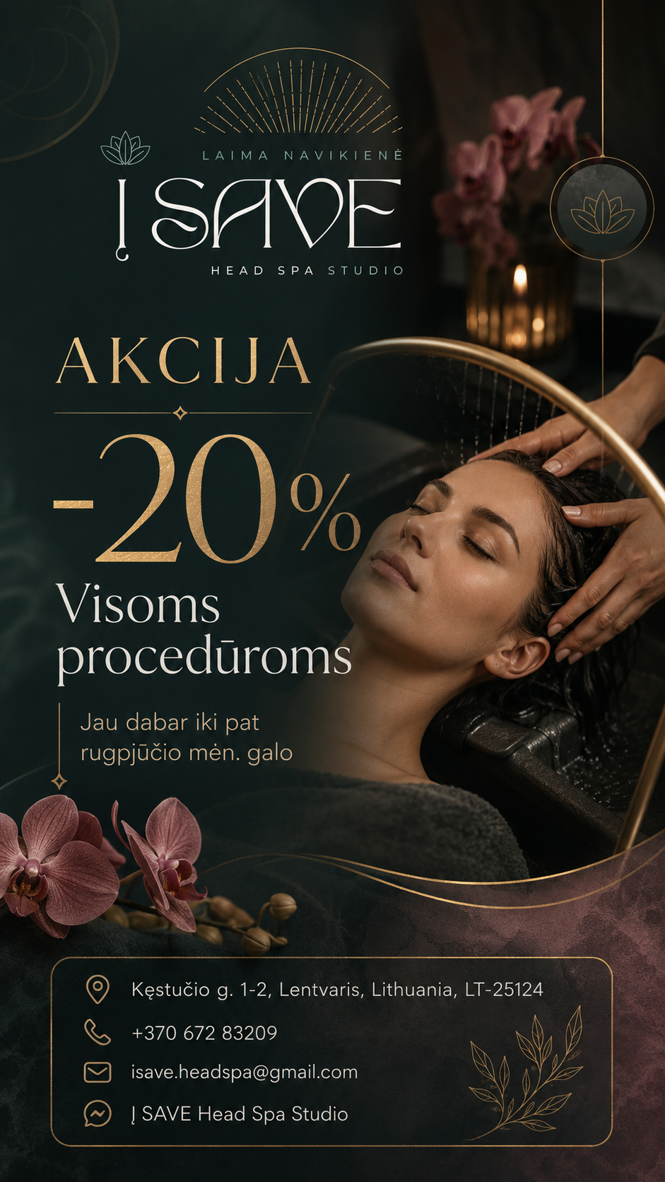I SAVE Head Spa Studio procedūrų akcijos maketas