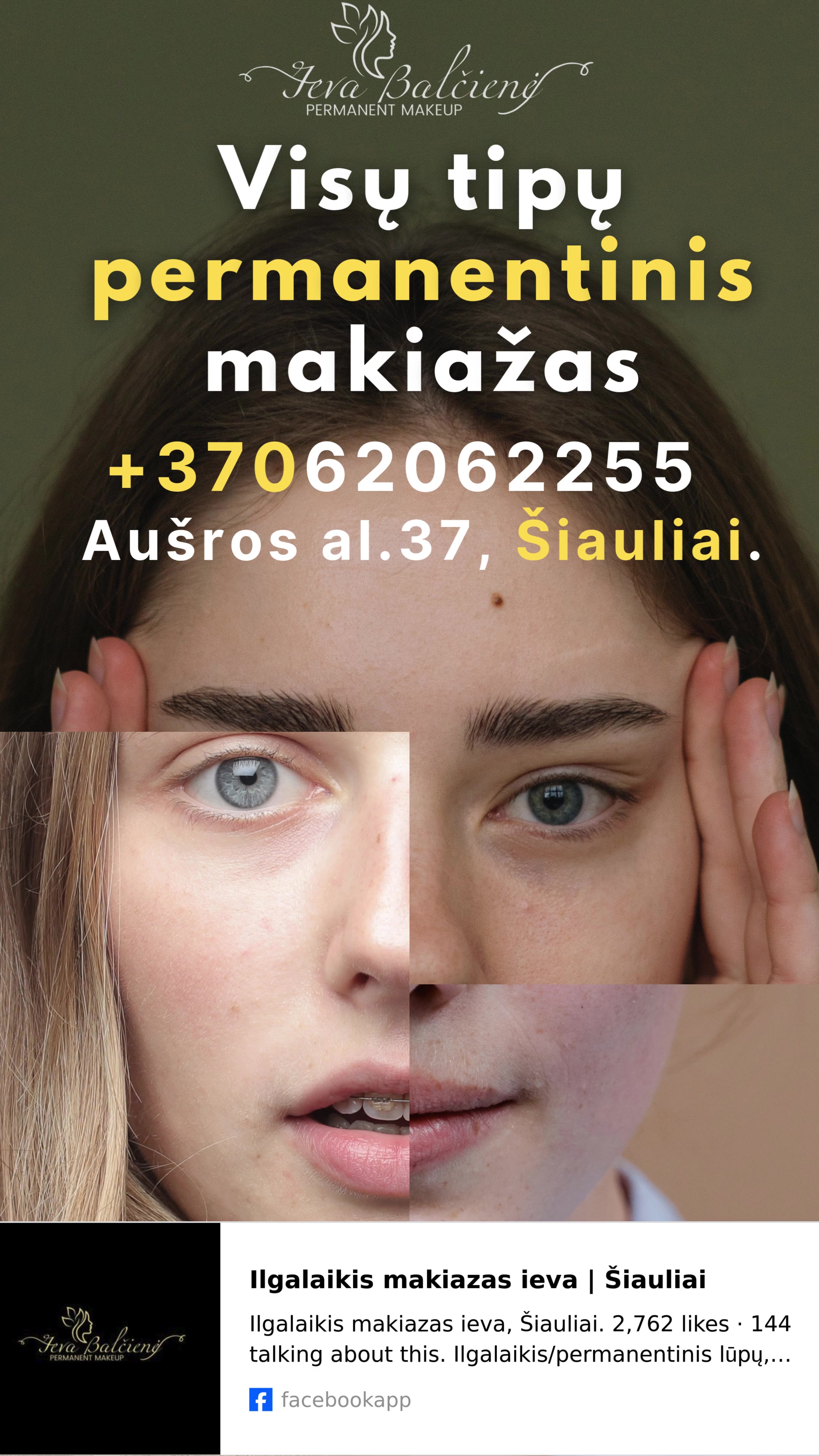 Ievos Balčienės permanentinio makiažo informacinis kadras