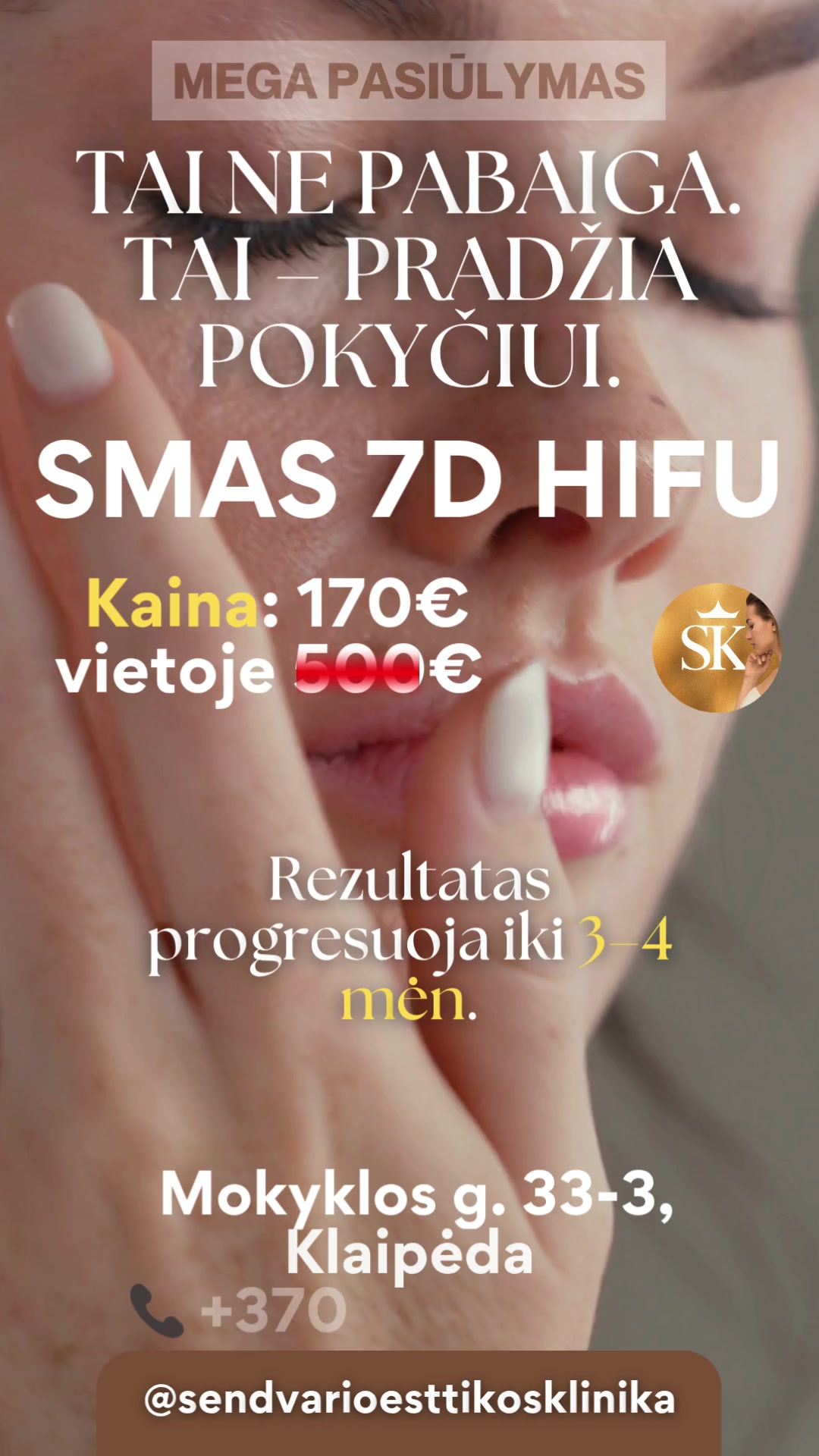 Sendvario estetikos klinikos SMAS 7D HIFU pasiūlymo kadras