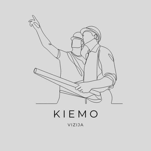 Kiemo vizija logotipas su statybų specialistais