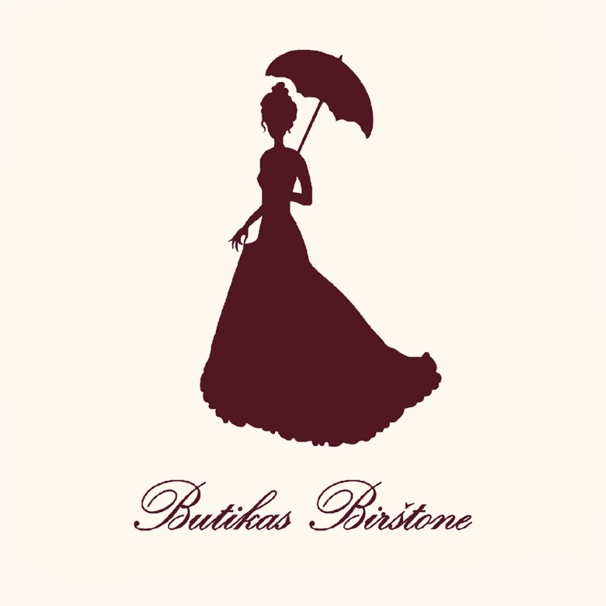 Butikas Birštone logotipas su moters siluetu
