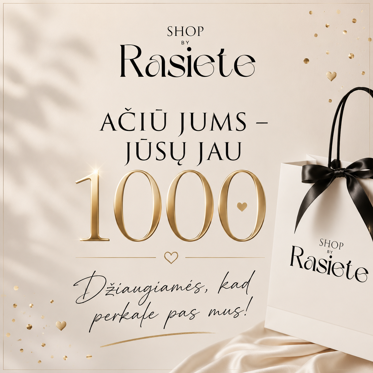 Shop by Raisietė padėkos už tūkstantį pirkėjų reklaminis maketas