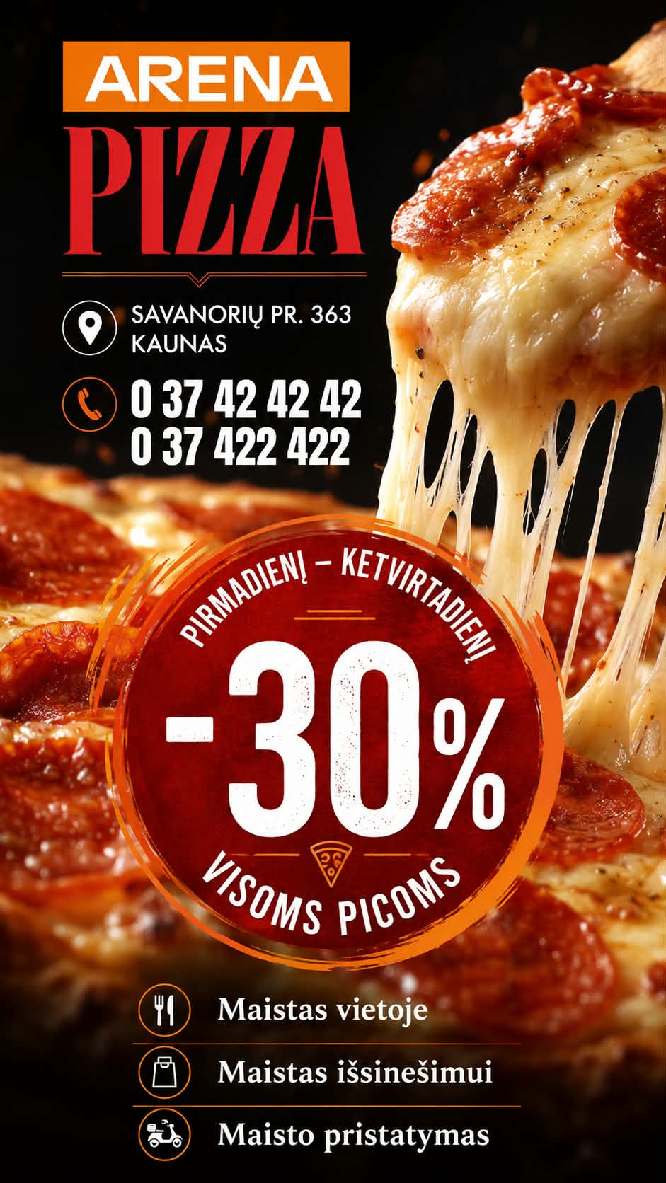 Arena Pizza nuolaidos reklaminis maketas